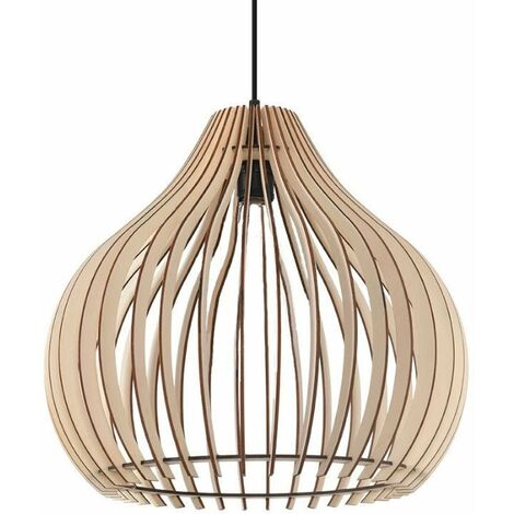 Suspension Bois Sphère pour Ampoule E27 - Marron - SILUMEN