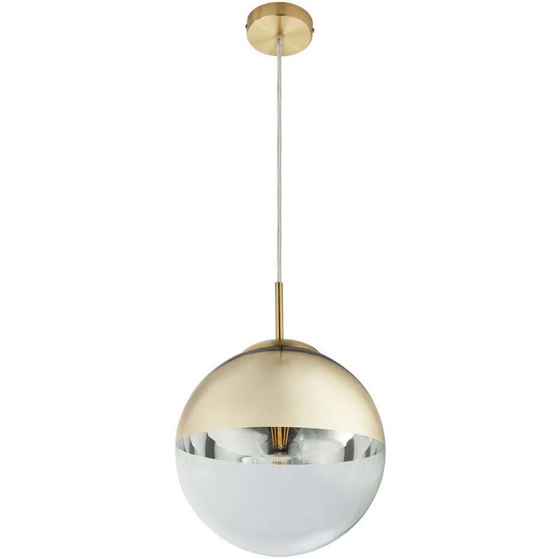 Suspension boule de verre lampe de table à manger suspension salon, or, 1x E27, DxH 25x120 cm