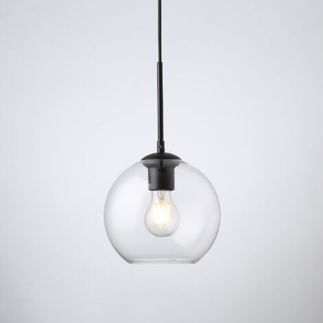 BARCELONA LED Suspension boule en verre "Cleire" - E27 - Noir