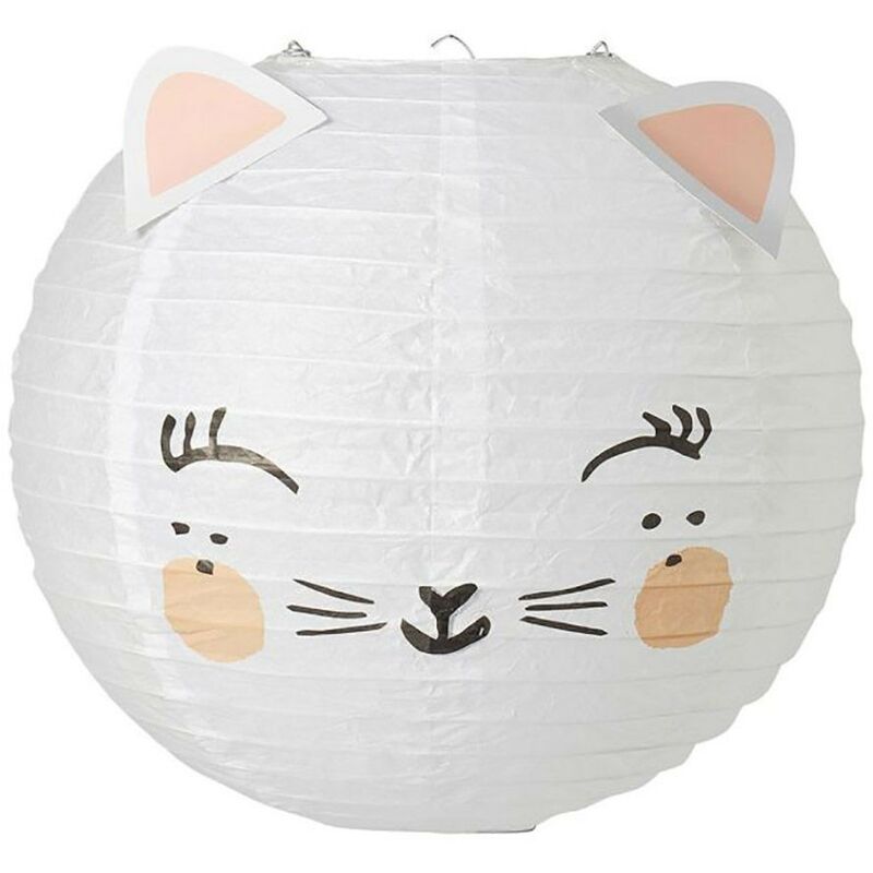 Suspension boule japonaise chat rose D35