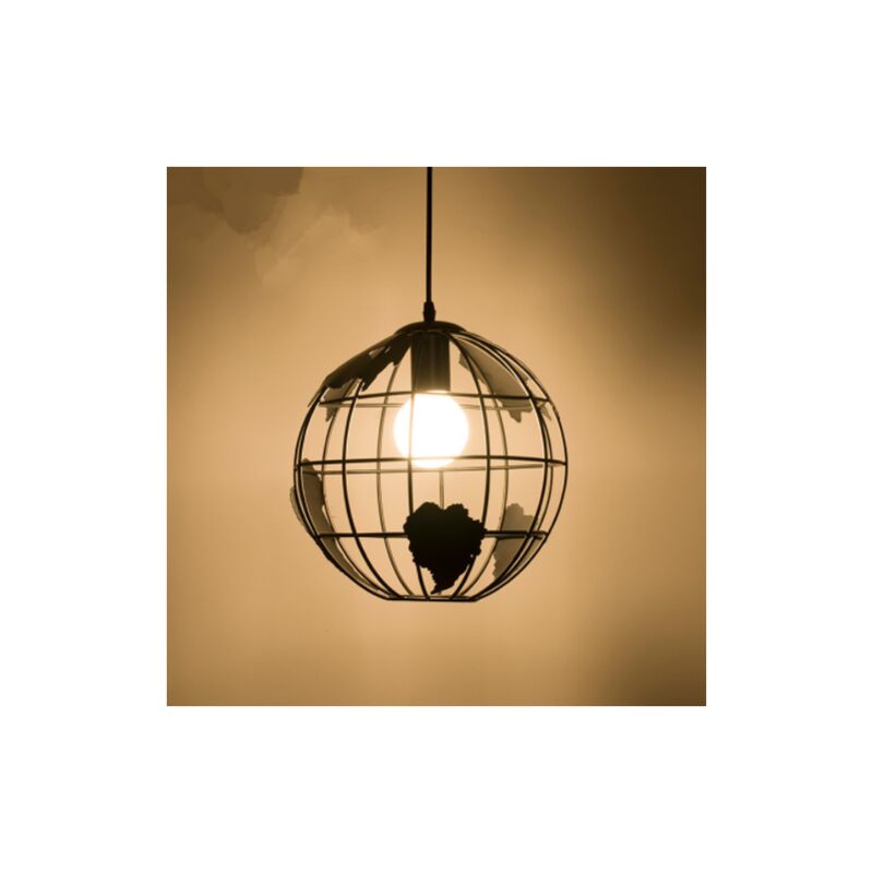 Delaveek - Suspension Boule, Lampes Suspendues Vintage Industri au Design Globe en Fer, Plafonnier pour Salon Salle à Manger Couloir Restaurant