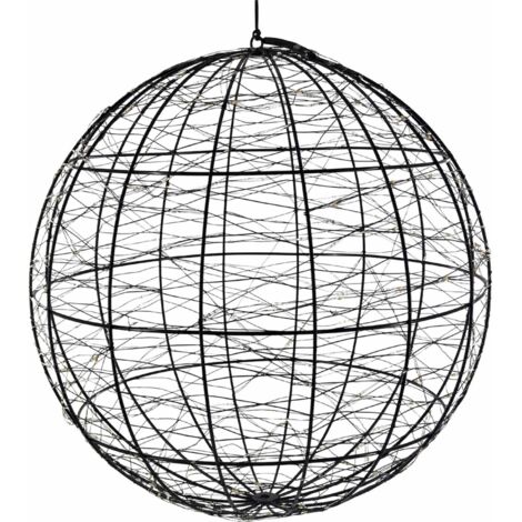 Suspension boule noire leds effet lumineux intérieur extérieur - noir effet lumineux blanc led