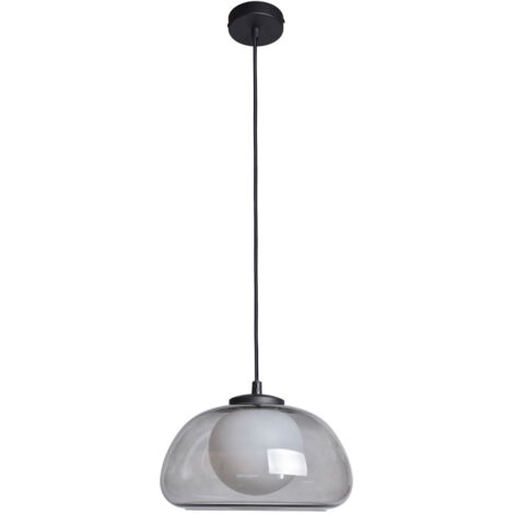 Suspension boule verre fumé noir 1xG9 Italux Ainale