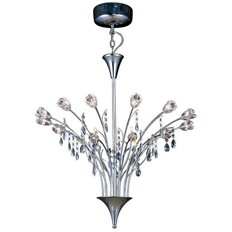 Diyas - Inspired Bouquet Luminaire suspendu à 18 ampoules G4, chrome poli/cristal, non compatible avec les led/cfl