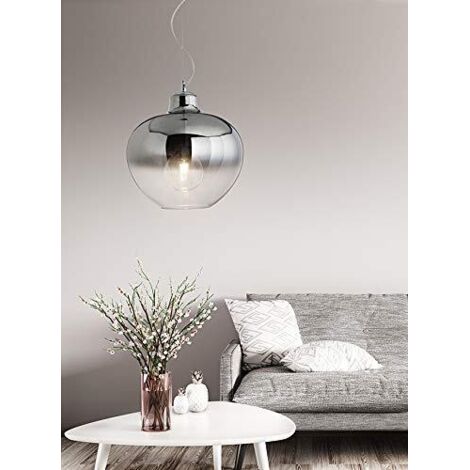 Suspension Bowl En Verre Fumé Et Miroité, Douille E27 Max 60W, Design Moderne Et Élégant Pour Intérieurs De Qualité - Marque Perenz Design Chic