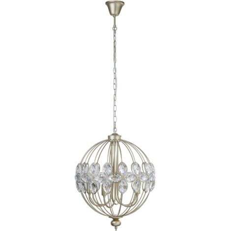 Suspension BRACELET 6L Champagne doré avec cristal détails E14 6x40w diamètre 47cm
