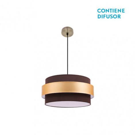 Suspension Bremen Cuir/Marron-Or 3xE27 (4090xØ40x40cm)
