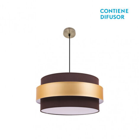Suspension Bremen Cuir/Marron-Or 3xE27 (Ø50cm)