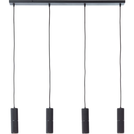 Suspension brillante Marty LED, 92 cm de large, GU10, 4x 350 lm, 3000 K, noir sable