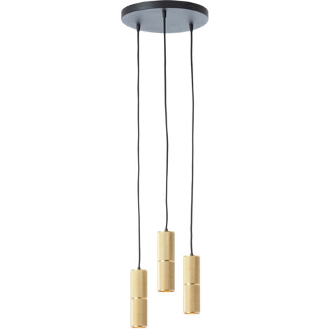 Suspension brillante Marty LED, D : 30 cm, 3x 350 lm, 3000 K, noir/or mat