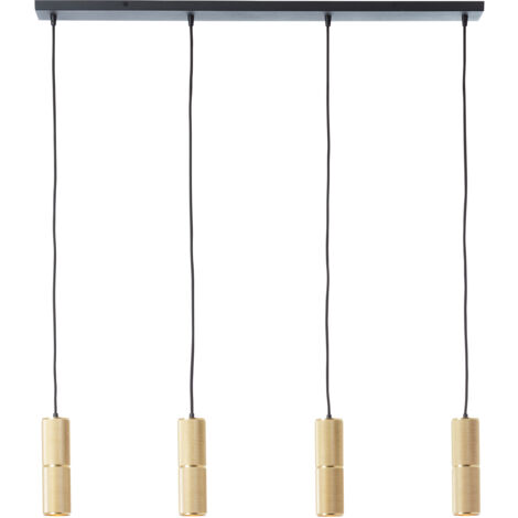 Suspension brillante Marty LED, L : 92 cm, 4x 350 lm, 3000 K, noir/or mat