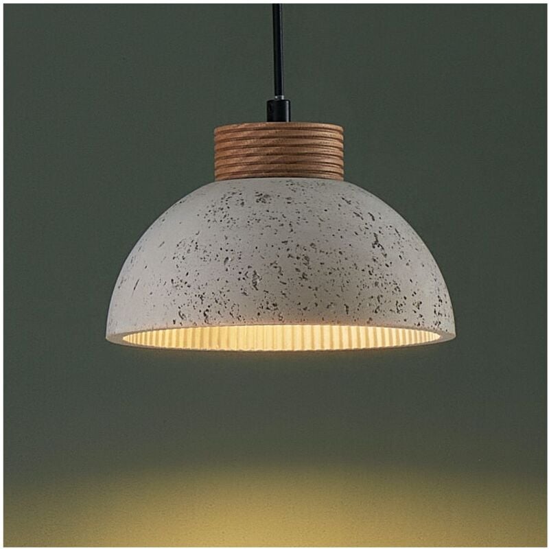 Suspension béton gris et bois - Koda