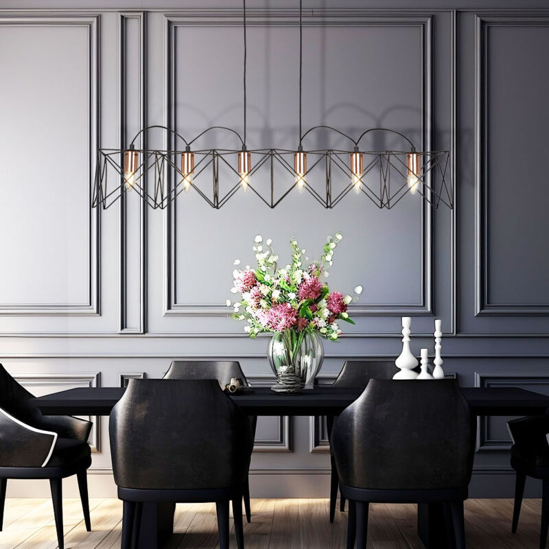 Cage suspension cuivre noir salon plafonnier noir cuivre 8416-6BK - Searchlight