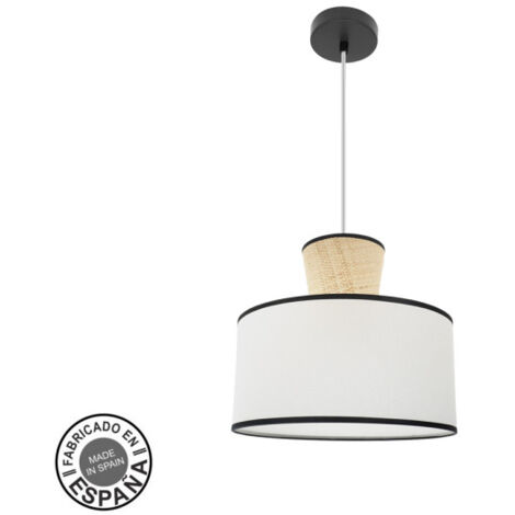 Suspension Cambodge 1xe27 noir/blanc/naturel regx40x40cm
