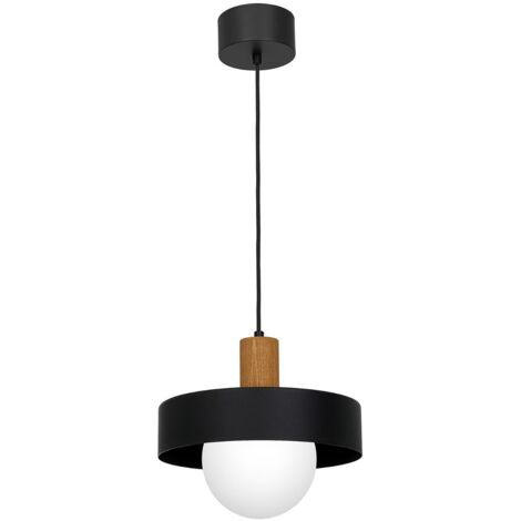 Suspension Canan boule verre blanc Ø29 bois E27 Luminex