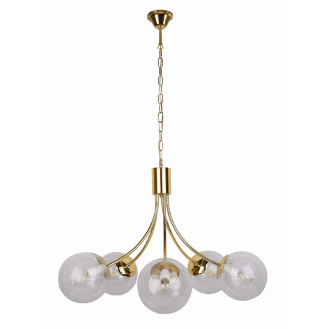 Suspension Candellux DANI 5xE14 40W or/verre Ø60cm IP20