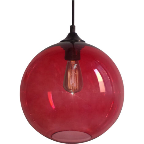 Suspension Candellux Edison verre rouge/noir Ø25 E27