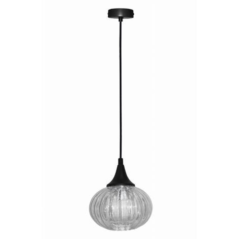 Suspension Candellux Exeter verre noir 1xE14 Ø14,5