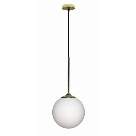 Suspension Candellux Glasgow verre blanc doré E27 Ø18