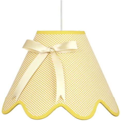 Suspension Candellux Lola abat-jour tissu jaune Ø40