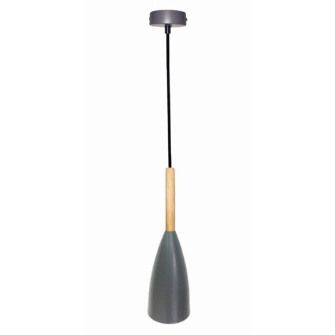 Suspension Candellux TROSA métal bois E27 Ø10 grise