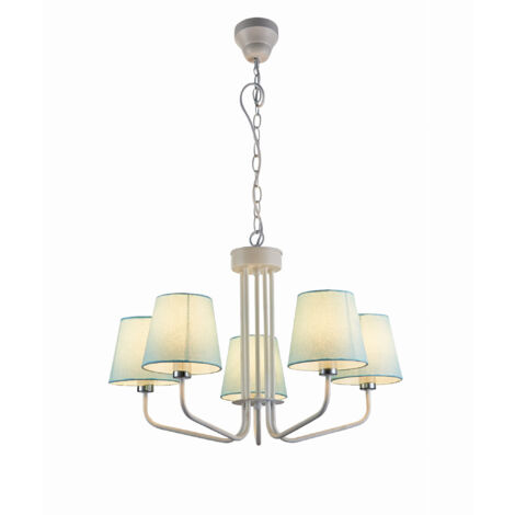 Suspension Candellux York 5xE14 Ø72 métal tissu crème