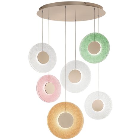 Suspension Candy XXL multicolore en verre et métal avec 6 LED