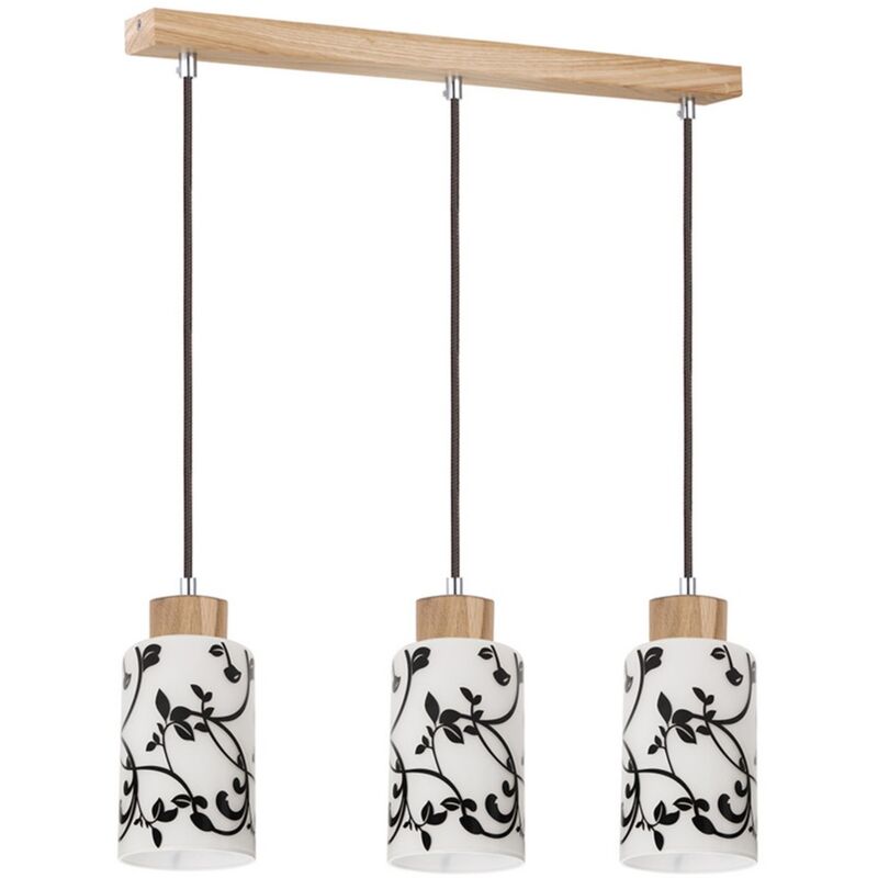 Epikasa - Suspension Cavado, Bois, Verre, Marron, Blanc, Noir, 9,5x54x110 cm