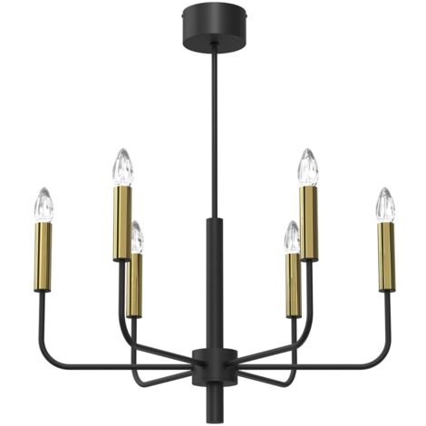 Suspension chandelier Akasya noir/or 6xE14 Luminex