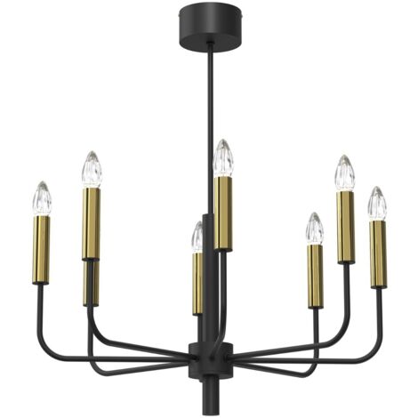 Suspension chandelier Akasya noir/or 8xE14 Luminex