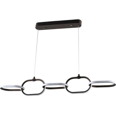 suspension chandelier bronze design contemporain éclairage élégant - bronze foncé anneaux blancs