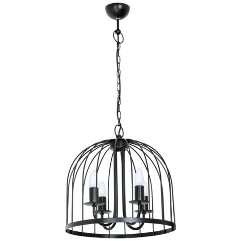 Suspension chandelier cage noire 4xE14 Single Luminex