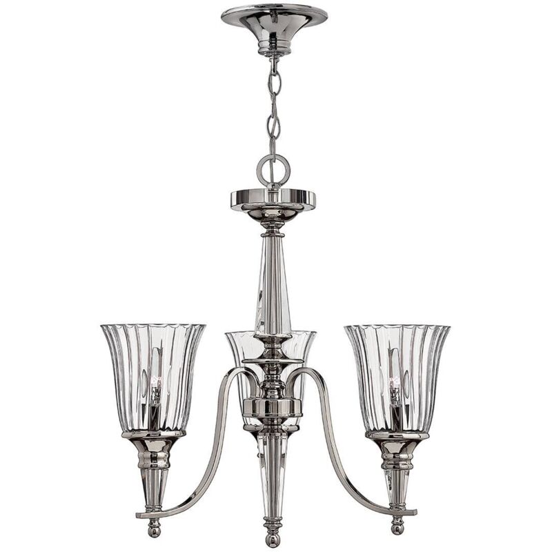 Elstead - Lustre suspension plafonnier cristaux d'acier 3 flammes d 53,3 cm