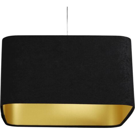 Suspension chic textile noir et touche dorée - Hauteur 30 cm