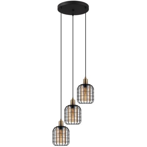 Suspension Chisle Eglo Noir/brun 3xE27