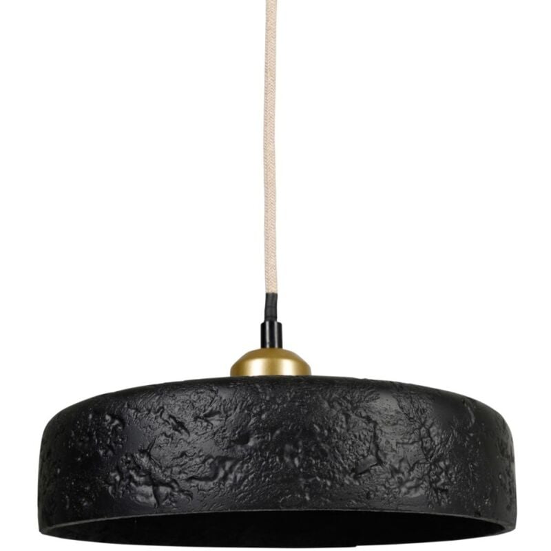 Suspension ciment et métal noire et dorée