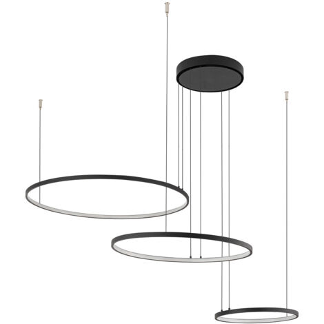 Suspension Circolo LED 3 anneaux noire Ø125 4000K