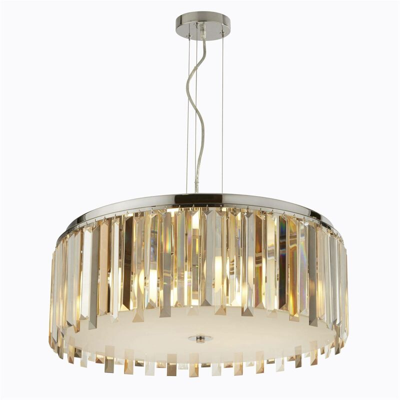 Clarissa - 5 Light Ceiling Pendant Chrome, Crystal Prism Drops, E14 - Searchlight