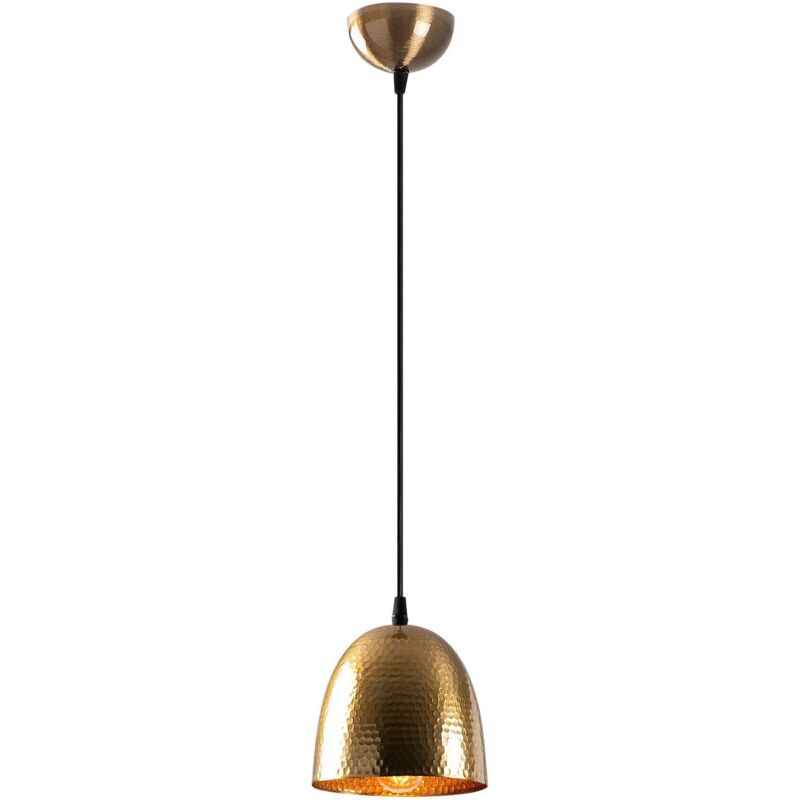 Suspension cloche 1 ampoule Gakuli D16cm Métal martelé Noir et Or antique Suspension cloche 1 ampoule Gakuli D16cm Métal martelé Noir et Or antique