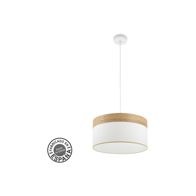 Cloe suspension 1xe27 blanc/blanc/bois clair regx40x40 cm