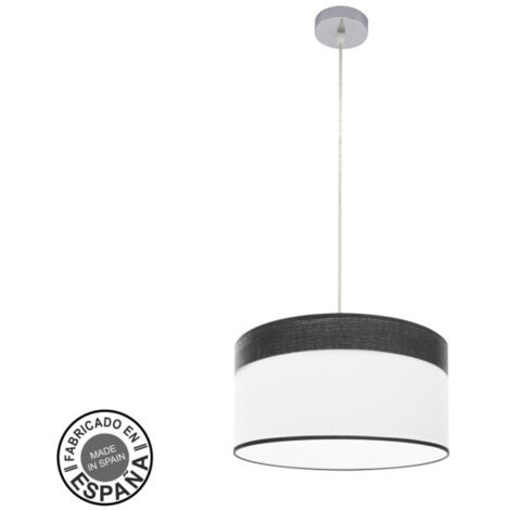Suspension Cloe 1xe27 Chrome/blanc-noir bois Regx40x40 cm