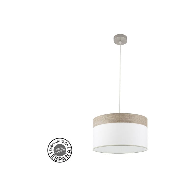 Senko - Cloe lampe suspendue 1xe27 nickel/bois blanc gris regx40x40 cm