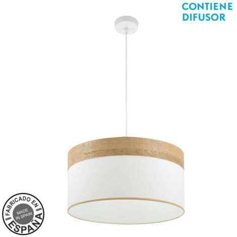 Suspension Cloe 2xE27 Blanc/blanc-bois clair Regx50x50 cm