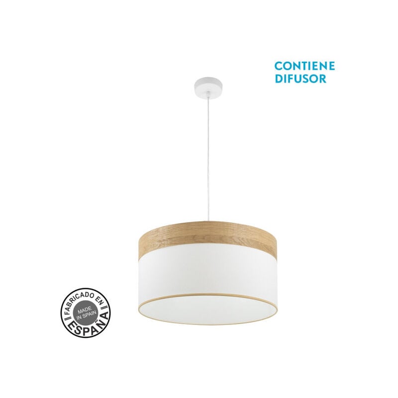 Fabrilamp Cloe lampe suspendue 2xE27 blanc/blanc-bois blanc Regx50x50 cm