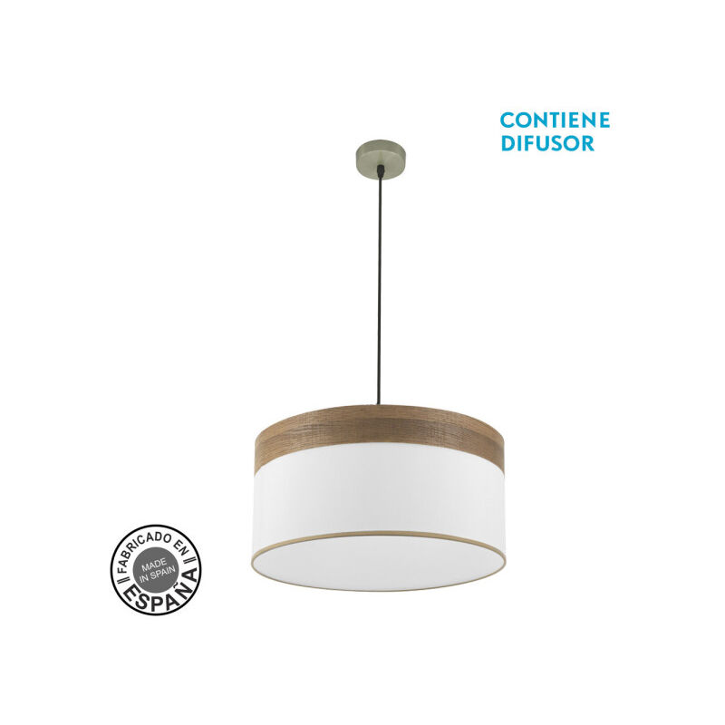 Senko - Cloe lampe suspendue 2xe27 cuir/blanc-bois foncé regx50x50 cm