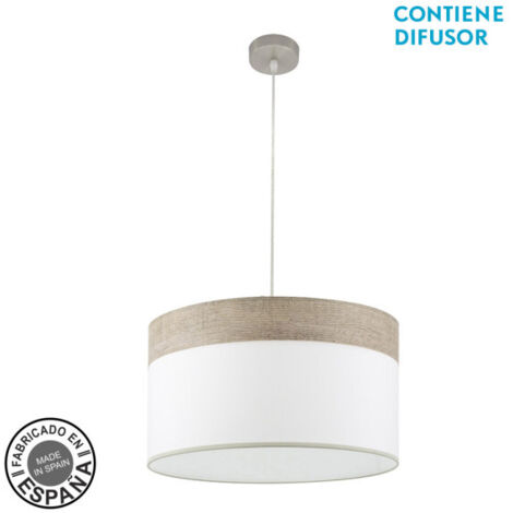 Suspension Cloe 2xe27 Nickel/blanc-bois Gris Regx50x50 cm