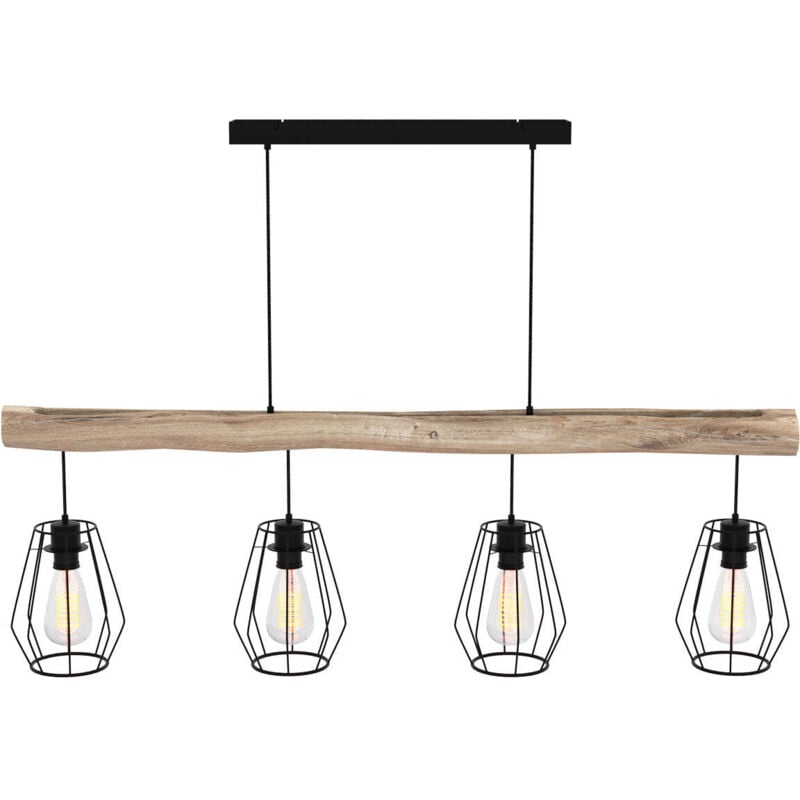 Suspension en bois et métal 4 lampes - clotilde