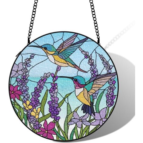 Suspension colibri vitrail attrape-soleil 25 cm décoration fenêtre oiseau lumineux cadeau anniversaire
