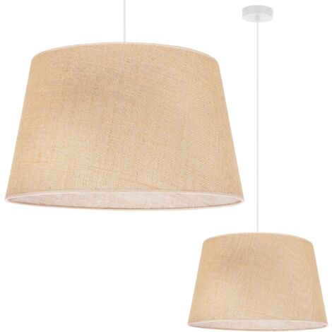 SUSPENSION CÔNE EN JUTE BLANC 1 PLATEAU ABAT-JOUR BEIGE 44CM