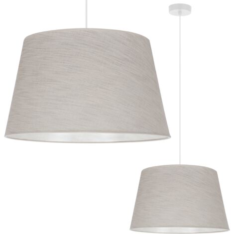 SUSPENSION CÔNE EN LIN BLANC 1 PLATEAU ABAT-JOUR BEIGE CLAIR L02 44CM